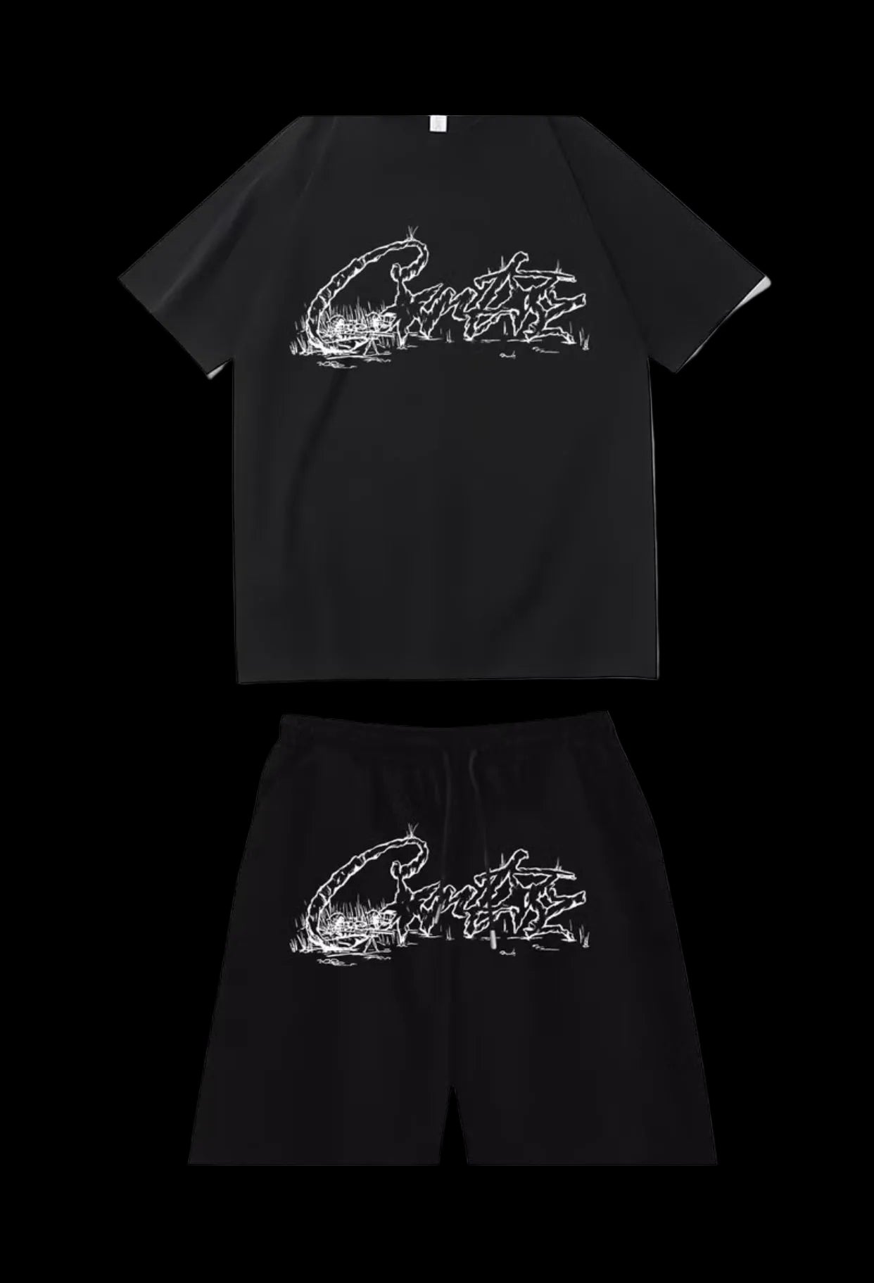 Corteiz Full Black Set - Short & T